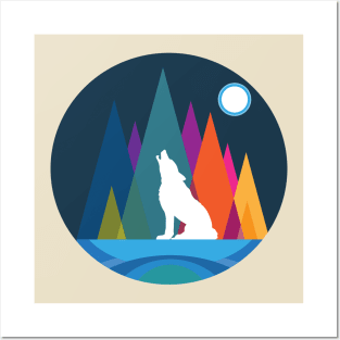 Wolf By a Colorful Mountain Posters and Art